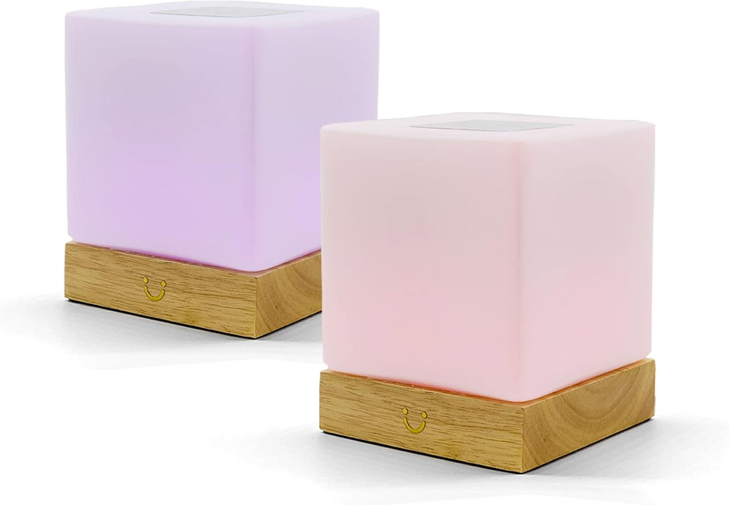 Dacida Cube Friendship Lamp v2 Extended WiFi Range - Bluetooth Setup - Wood & Glass Design (Set of Two, Walnut)