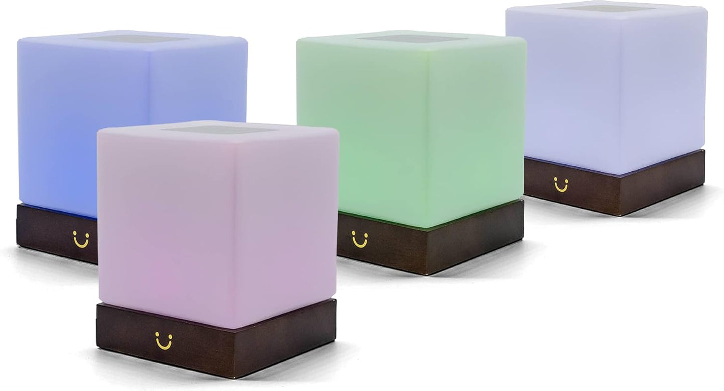 Dacida Cube Friendship Lamp v2 Extended WiFi Range - Bluetooth Setup - Wood & Glass Design (Set of Two, Walnut)