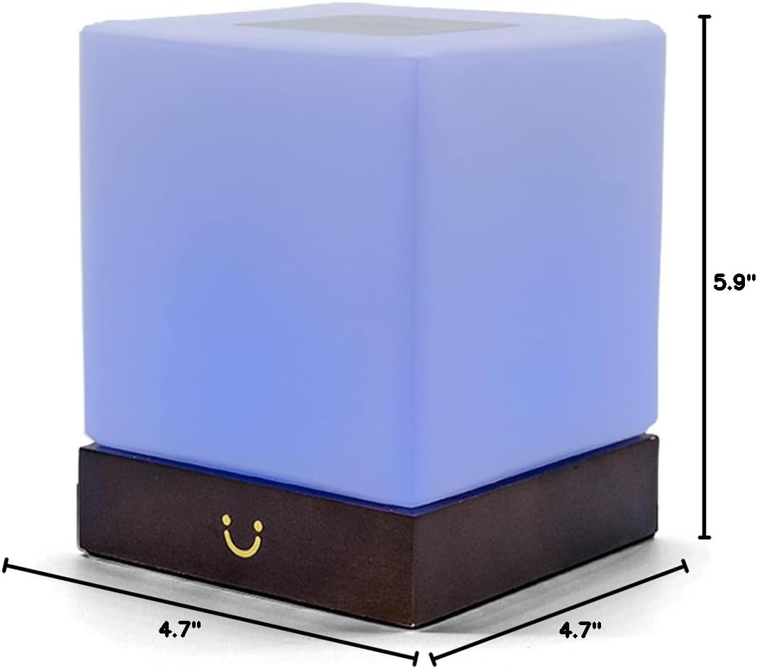 Dacida Cube Friendship Lamp v2 Extended WiFi Range - Bluetooth Setup - Wood & Glass Design (Set of Two, Walnut)
