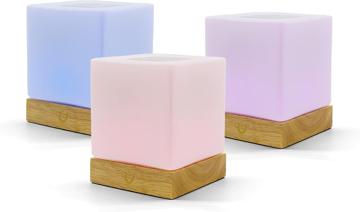 Dacida Cube Friendship Lamp v2 Extended WiFi Range - Bluetooth Setup - Wood & Glass Design (Set of Two, Walnut)
