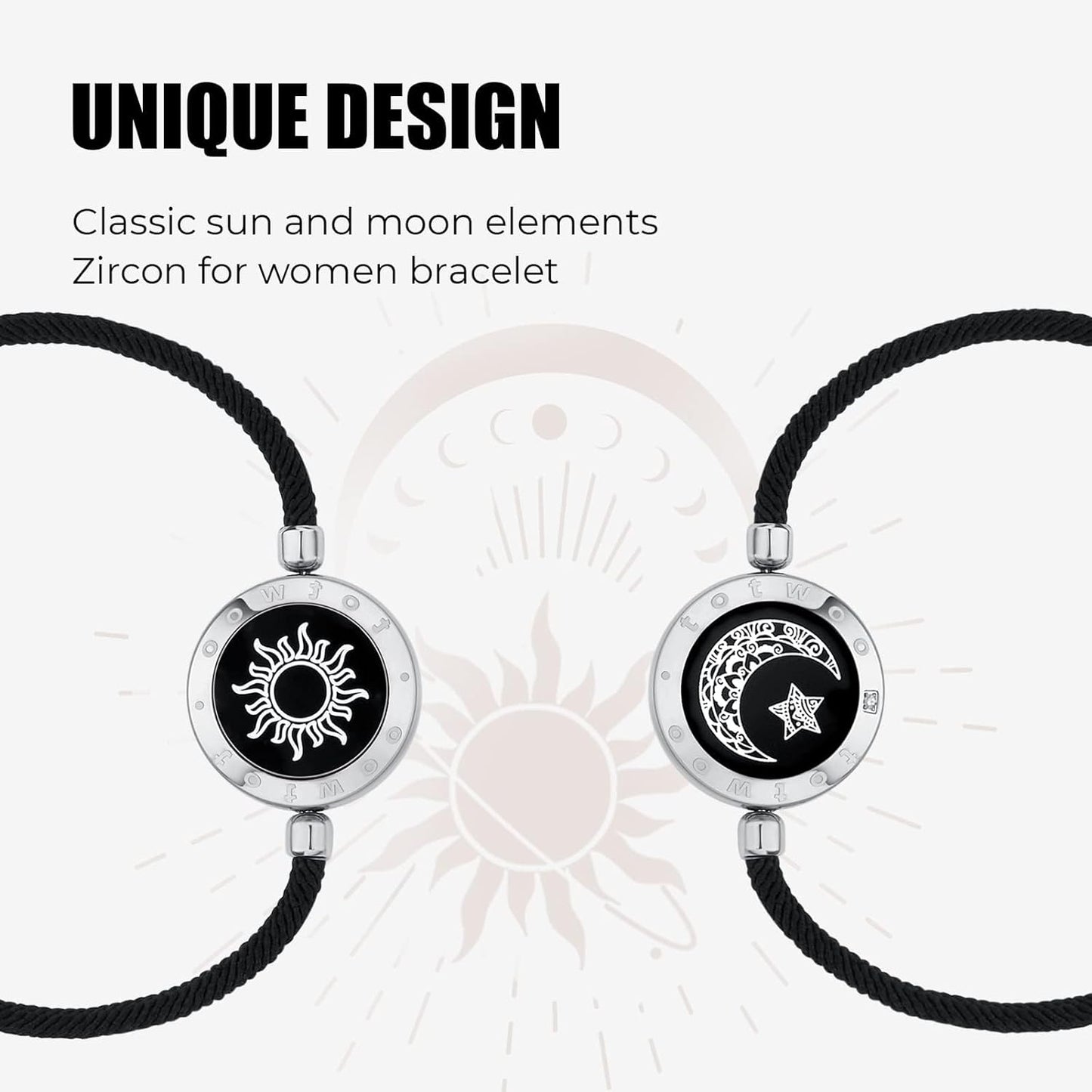 Dacida Long Distance Touch Bracelets for Couples, Vibration & Light up for Love Couples Bracelets | Long Distance Relationship Gifts for Girlfriend Bluetooth Pairing Jewelry