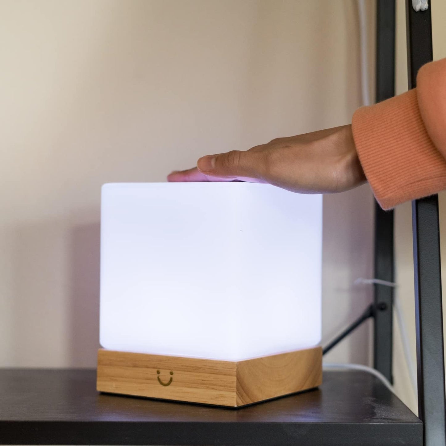 Dacida Cube Friendship Lamp v2 Extended WiFi Range - Bluetooth Setup - Wood & Glass Design (Set of Two, Walnut)