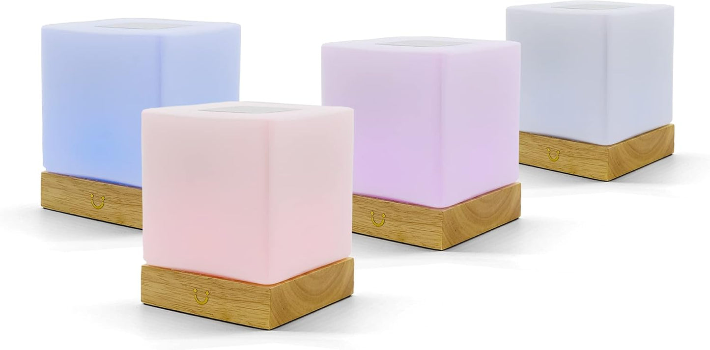 Dacida Cube Friendship Lamp v2 Extended WiFi Range - Bluetooth Setup - Wood & Glass Design (Set of Two, Walnut)