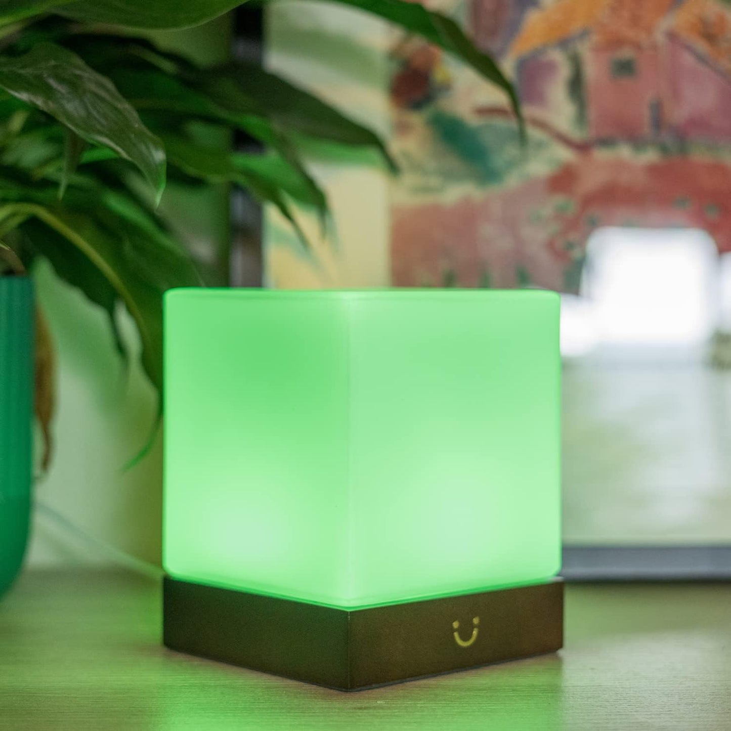Dacida Cube Friendship Lamp v2 Extended WiFi Range - Bluetooth Setup - Wood & Glass Design (Set of Two, Walnut)