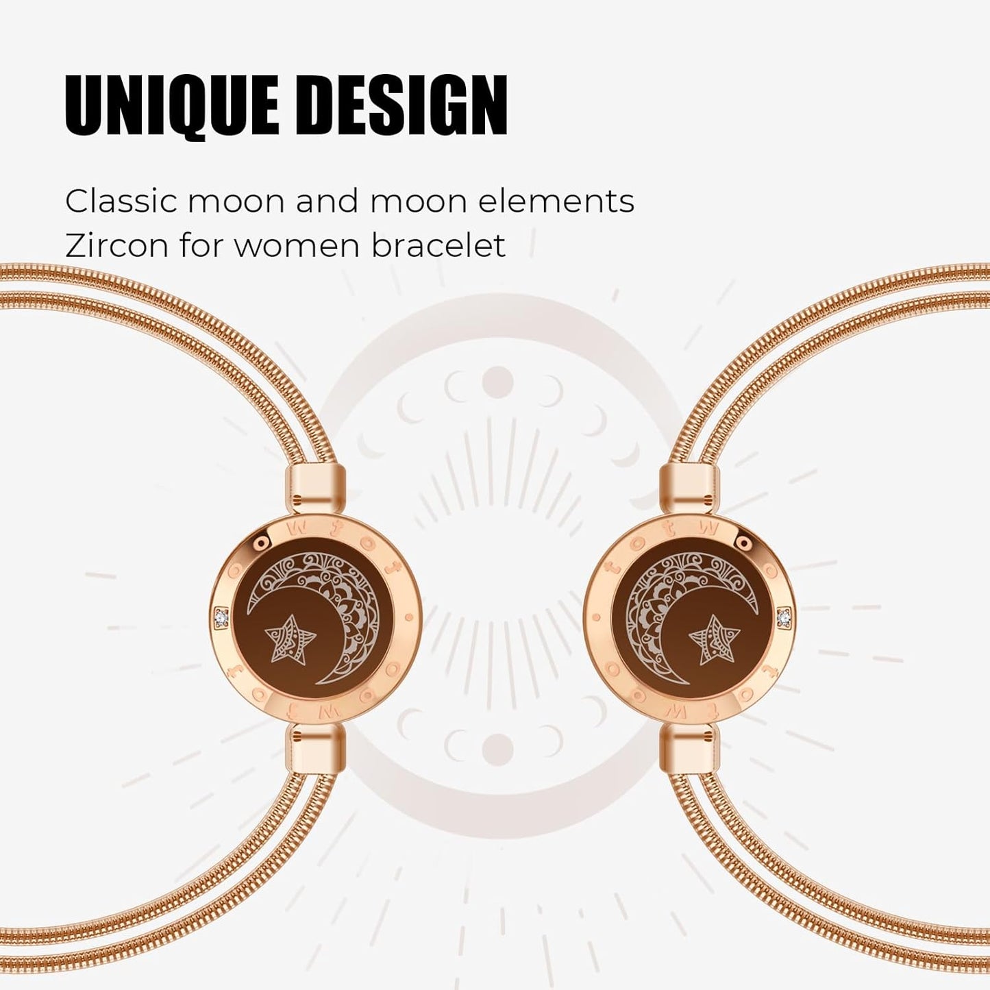 Dacida Couple Bracelet Couple Gifts Partner Bracelets with Touch Long Distance Relationship Gift for Long Distances Couple Love Gifts Vibration & Light Up Bluetooth Pairing Jewellery, Sun and Moon