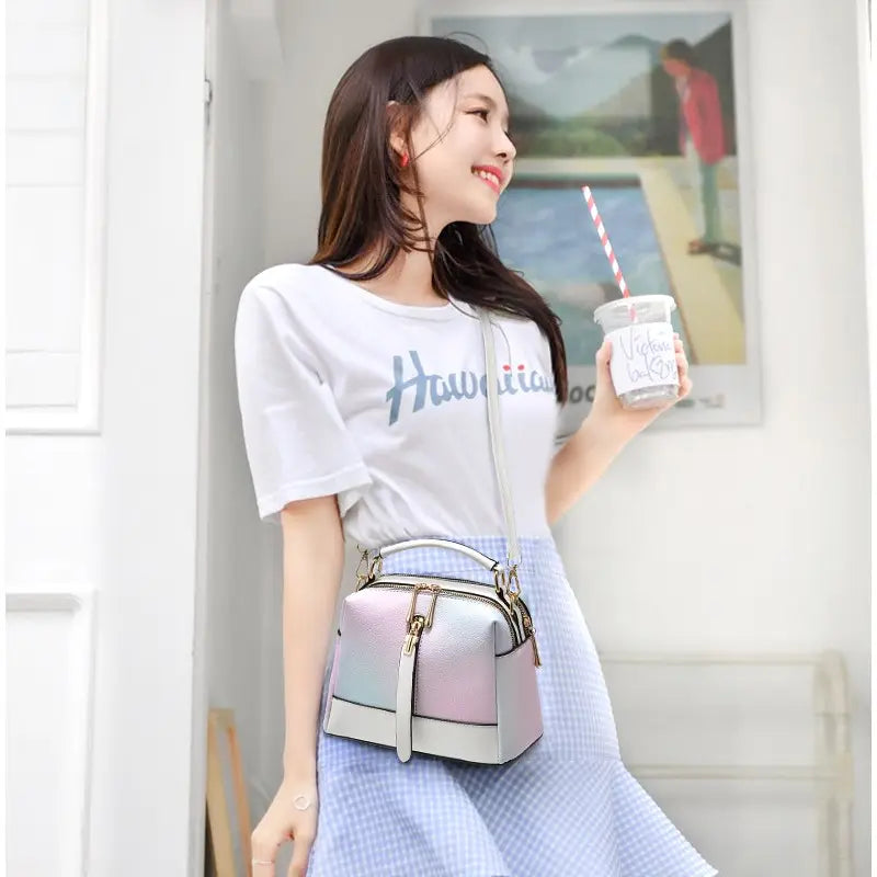 Jovelea Trendy Gradient Handbag Women's Bag Unique New Double Sided Zipper Handbag