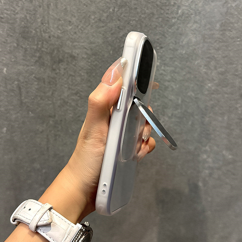 Transparent Acrylic Shockproof Case with Sunglasses Holder & Electroplated Buttons for iPhone