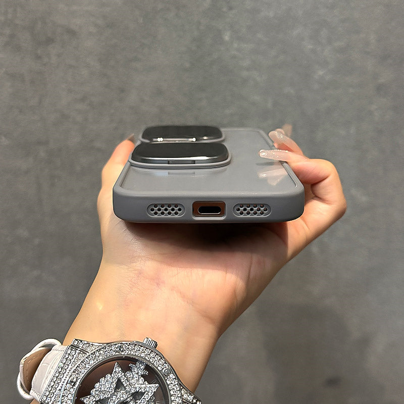 Transparent Acrylic Shockproof Case with Sunglasses Holder & Electroplated Buttons for iPhone