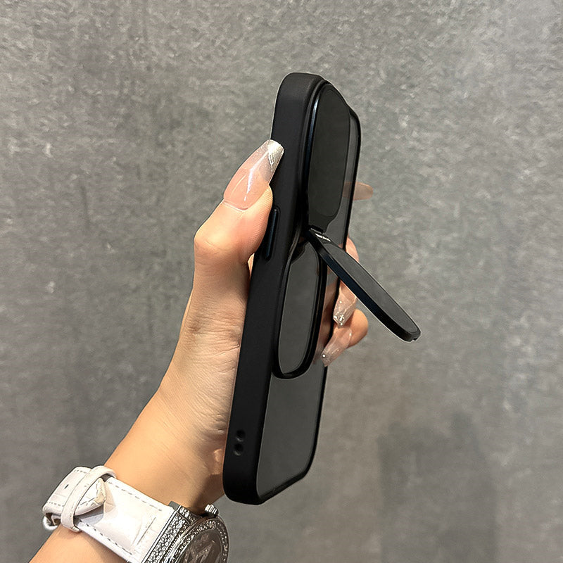 Transparent Acrylic Shockproof Case with Sunglasses Holder & Electroplated Buttons for iPhone