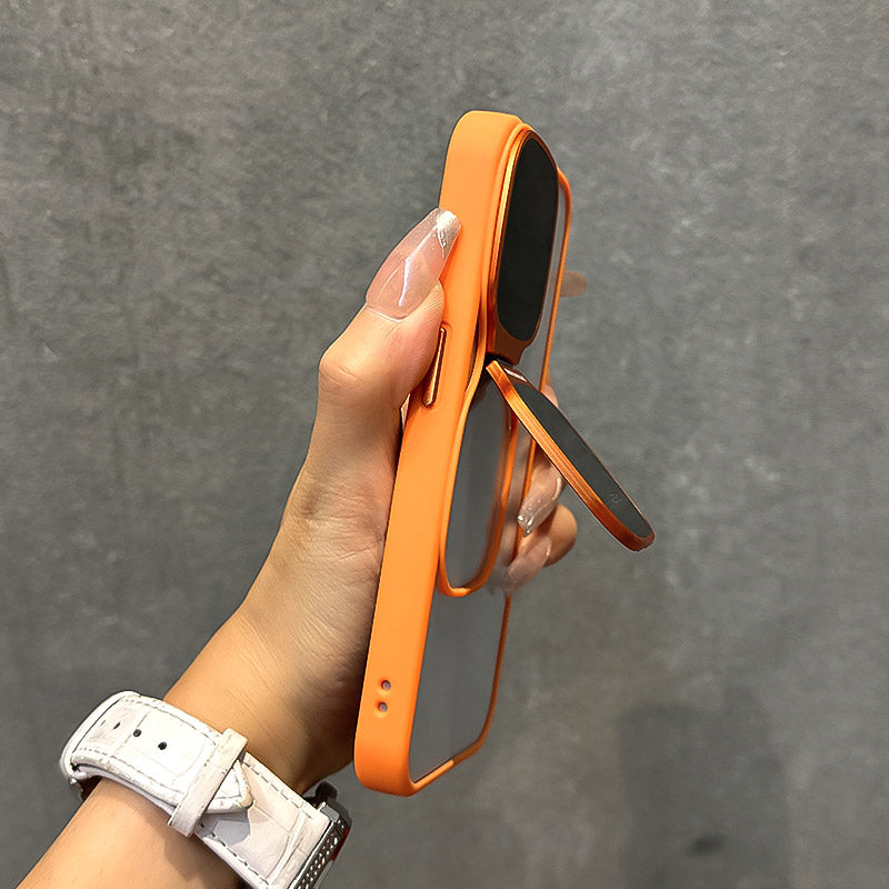 Transparent Acrylic Shockproof Case with Sunglasses Holder & Electroplated Buttons for iPhone